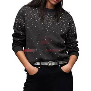 Directo de fábrica, precio al por mayor, sudadera con diamantes de imitación para mujer, MOQ bajo, mejor precio, sudadera con diamantes de imitación para mujer, venta en línea - Product Image 3