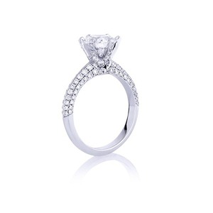 Lujo 10K oro/plata laboratorio cultivado diamante anillo de compromiso 1 quilate corte redondo VVS2 E Color IGI certificado ético al por mayor - Product Image 1