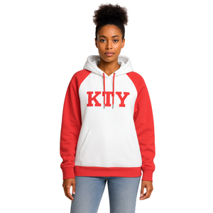 DST Delta White Body Red Raglan Sleeves Pullover Sudadera con capucha Mezcla de algodón Hermandad de mujeres griega Ropa Divine Nine HBCU Greek Life Ropa - Product Image 1
