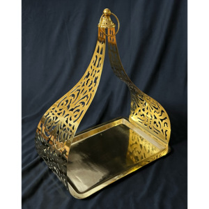 Vente chaude d'usine plateau de service en métal doré brillant décoratif multifonctionnel turc moderne pour les décorations de Noël de restaurants - Product Image 1