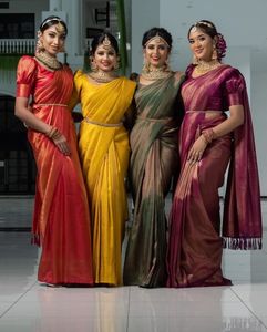 Ropa de novia de diseño, Saree de seda suave, ropa de fiesta tradicional, Color impresionante, tejido completamente dorado - Product Image 1