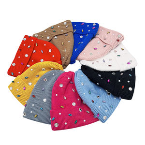 หมวกบีนนี่แจ็คการ์ดประดับพลอยเทียมคุณภาพสูงหมวกบีนนี่ขน100% ออกแบบโลโก้ได้ตามต้องการสำหรับผู้ใหญ่หมวกบีนนี่สีสันสดใสสำหรับฤดูหนาว - Product Image 1