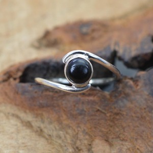 Anillo clásico de plata sólida 925, joyería para mujer, Plata de Ley 925, piedras preciosas de ónix negro, estilo bohemio, anillo hecho a mano, regalo para mamá - Product Image 3