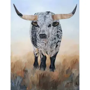 Kathy Winkler Longhorn Steer Art Accent Décor Carrelage Lumineux Européen pour Sol Mur Supermarché Chambre Salon-Modèle - Product Image 1