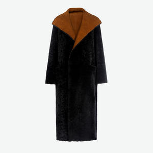 Faux-leather Collar Long Overcoat Wool Trench Coat Winter Woman Ladies Wool Leather Trench Coat - Product Image 1
