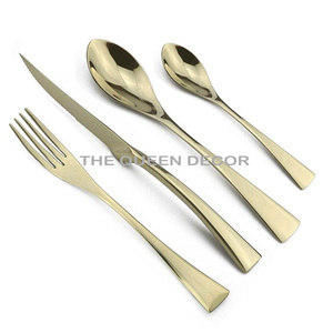 Ensemble de couverts plaqués argent sans danger pour les aliments à forte demande avec poignée en or en laiton vaisselle en acier inoxydable ensembles de couverts alimentaires - Product Image 4