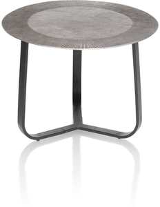 Meubles en Métal pour Restaurant Table d'Appoint en Métal Finition Argentée Antique Rond Dessus de Texture Rayon de Soleil Fait à la Main pour Salon Chambre à Coucher - Product Image 2