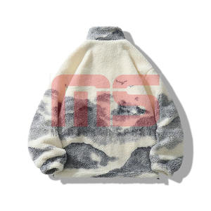 Plus Size <b>Men</b> <b>Sherpa</b> <b>Fleece</b> Winter Jacket Custom Logo Full Zipper Casual Streetwear Outdoor Jacket - Product Image 5