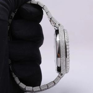 Montre de luxe en moissanite et diamant en acier inoxydable pour hommes, style hip-hop, cadran rond, bijoux fins d'épaisseur - Product Image 4