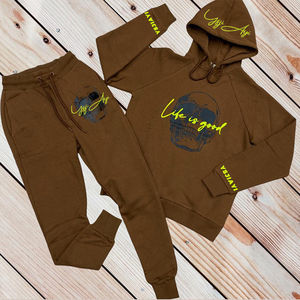 Chándales personalizados de algodón OEM, chándal con capucha, pantalón, chándal para hombre, joggers apilados, conjuntos de Jogger Acampanados para hombre - Product Image 3