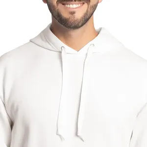 Sweat-shirt à capuche blanc pour homme, coupe classique, couleur unie, sweat-shirt en molleton décontracté avec poche avant, vêtements d'automne 2027 - Product Image 6