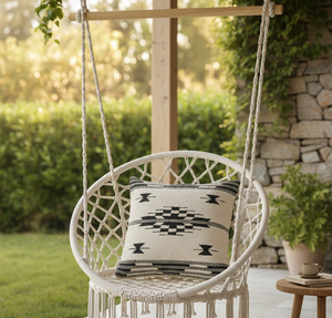 Modern Customizable Square Floral Pattern Cotton <b>Black</b> & White Design <b>Cushion</b> <b>Cover</b> Zipper Closure Washable for Home Hotel Use - Product Image 1