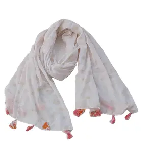 Écharpes pour femmes en coton 100% à motif Argyle de marques de luxe, dernières créations de designers, couleur personnalisée, texture douce et durable, été - Product Image 1