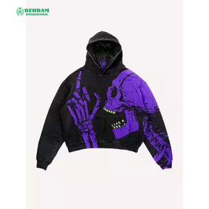 Sweat-shirts à capuche pour hommes 100% Coton Polaire/French Terry, style pull à épaules tombantes, délavé à la pierre vintage, respirant et à séchage rapide - Product Image 4