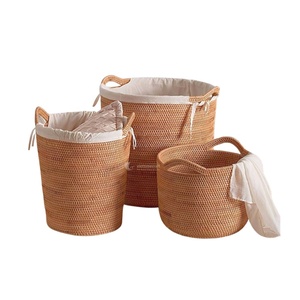 Wicker Laundry <b>Basket</b> with Liner, Handwoven Rattan Laundry Hamper for Bathroom and Home Storage Wholesale - Product Image 1