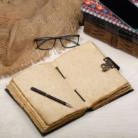 Carnet de croquis vintage fait main pour voyageur, couverture en cuir véritable, bords festonnés, personnalisable, promotionnel, vierge, pour aquarelle, unique