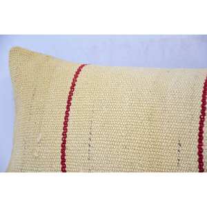 Beige Wool <b>Pillow</b> 12x48 Inch Kilim Patchwork Luxury Vintage Floral & Plant Accent for Kitchen Woven 18x18 - Product Image 2