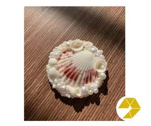 Miroir coquillage artisanal Vietnam coquillages naturels Mini miroir coquillage Portable pour décor de plage Chic côtier offre exclusive - Product Image 6