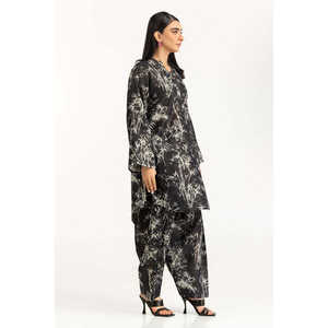 Conjunto Casual de Dos Piezas con Estampado de Rayas Negras Zari para Mujer, Talla XXS, Shorts de Chifón - Product Image 4