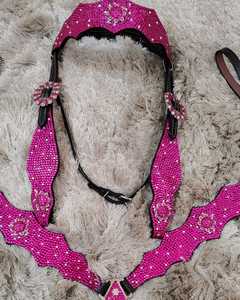 Luxe personnalisé Premium Western Horse Headstall Collier de poitrine de haute qualité équestre équitation cuir strass cheval bride - Product Image 6