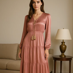 YXD068 vente chaude gland Design Style ethnique lâche Satin longue robe modeste personnalisable haut de gamme Eid prix usine <span class=keywords><strong>en</strong></span> gros - Product Image 1