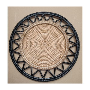 Placa redonda de ratán hecha a mano, decoración de pared, placa de cargador tejida Natural, cesta colgante Bohemia para decoración del hogar - Product Image 1