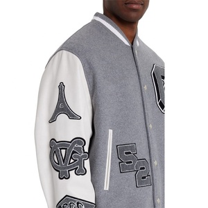 แจ็คเก็ตเบสบอลปักลายเชนิลล์ขนสัตว์พร้อมโลโก้แบบกำหนดเองสำหรับผู้ชาย แจ็คเก็ตวาร์ซิตี้แขนหนังแบบวินเทจ รุ่น FTI-VJ-007 - Product Image 5