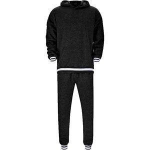 Tenue de sport personnalisée de haute qualité pour hommes, ensemble deux pièces de couleur unie, survêtement de loisirs tissé pour l'hiver - Product Image 3