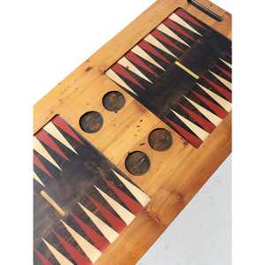 Table basse de jeu de backgammon de style mi-siècle, pieds en fer à chevrons, plateau en bois, table de jeu élégante, mobilier moderne pour salon - Product Image 3