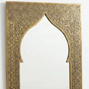 <b>Moroccan</b> Brass <b>Mirror</b> Handmade Decorative Wall Hanging Vintage Boho Living Decor Ornate Gold Frame - Product Image 1