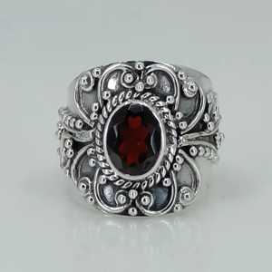 Navya Craft 925 Sterling <b>Silver</b> Handmade <b>Ring</b> Natural <b>Garnet</b> Oval Bezel Set Women's Sizes 4 to 14 US Perfect Gift - Product Image 5
