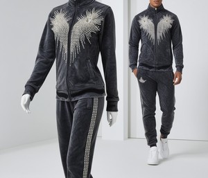 Survêtement pour homme entièrement personnalisé de haute qualité avec strass respirant confortable anti-rides dernier design survêtement avec strass - Product Image 6