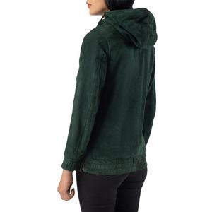 Blouson universitaire authentique pour femme, vert, à capuche, en daim, en cuir, en denim, respirant, Collections Automne, Mode, Meilleures ventes - Product Image 2