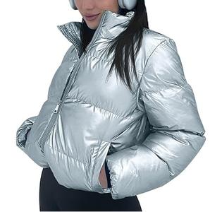 Chaqueta acolchada brillante de invierno logotipo personalizado impermeable burbuja brillante de gran tamaño de nailon transpirable hombres Streetwear Puff estampado - Product Image 4