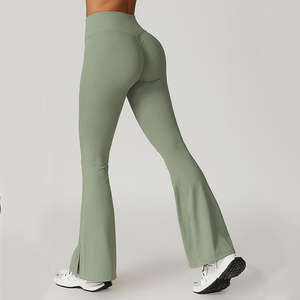 Leggings de yoga évasés taille haute pour femmes de haute qualité avec contrôle du ventre Logo personnalisé Style de pantalon à motif solide - Product Image 4