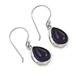 Boucles d'oreilles en argent 925 plaqué or 14 carats, forme goutte d'eau, pierre précieuse violette, design tendance en forme de cerceau pour femmes, avec pierre principale en or rose sertie de diamants - Product Image 1