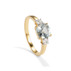 Ovaler Natürlicher <span class=keywords><strong>Sokoto</strong></span>-Aquamarin-Ring 1,69 Karat mit Weißem Zirkon in 9K Gold - Product Image 1