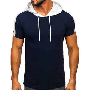 Oem Premium Quality Men <b>Short</b> <b>Sleeve</b> <b>Hoodies</b> With Custom Vintage Basics Cotton Blended <b>Short</b> <b>Sleeve</b> <b>Hoodies</b> For Men - Product Image 1