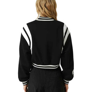 Veste universitaire surdimensionnée à manches en cuir décontractée Veste de baseball vintage cool pour femmes Veste pour femmes avec lettres Manteau OEM - Product Image 5