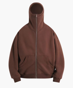 Pull-over masqué à logo personnalisé Sweats à capuche à fermeture éclair avec épaules tombantes Sweat à capuche uni à fermeture éclair pour hommes Streetwear Fashion - Product Image 1