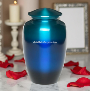 Shaed Green Colour Classic Cremation Urn Keepsake for Adult Ashes Wholesale Funeral Metal Decorative Urns Burial Metal Jars Urns - Product Image 6