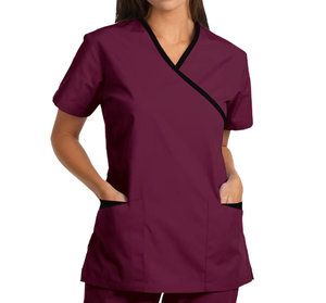 Unisex V-Neck <b>Scrub</b> Tops Medical Nursing Uniform Top with Multiple Pockets - Product Image 6