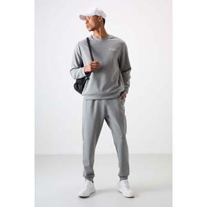 Conjunto Deportivo para Hombre en Algodón Gris Melange, Grueso, Suave, Texturizado, con Bordado - 85254 - Gb melange/gb melange - Product Image 1