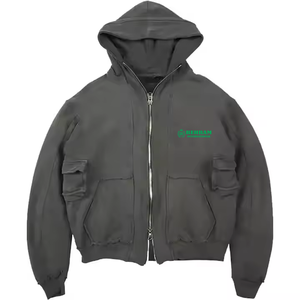 Sudadera con capucha unisex personalizada de alta calidad, 100% algodón French Terry, con cremallera completa, hombros caídos, para invierno, de secado rápido y transpirable. - Product Image 2