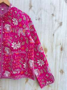 เสื้อแจ็กเก็ตผ้าฝ้ายบุนวมพิมพ์ลายดอกไม้สำหรับผู้หญิงเสื้อโค้ทลำลองมีกระดุมแบบอินเดีย - Product Image 2