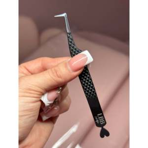 Pince à épiler de précision en forme de L à 90 degrés pour extensions de cils, en acier inoxydable, avec pointe inclinée et pointue - Product Image 3