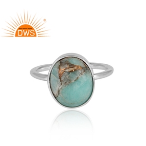 Nuevo diseño de plata esterlina fina Natural Mojave cobre amazonita piedra preciosa anillo apilable fabricante de joyas - Product Image 2