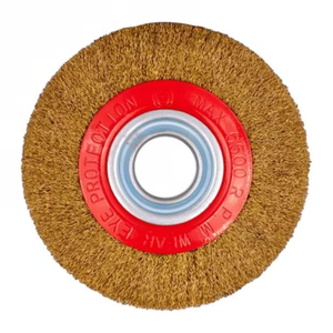 Brosse en acier à roue ondulée BRUSH FIRM de 10 pouces, 250 mm, brosse circulaire industrielle pour l'élimination de la rouille, revêtement en laiton - Product Image 1