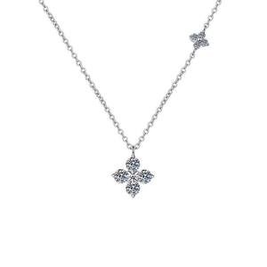 Collier chaîne à maillons en argent sterling 925 avec moissanite, pour femme, simple, trèfle à quatre feuilles porte-bonheur, tendance, haut de gamme, léger - Product Image 1
