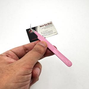Baby Pink Curved Isolation Diamond Grip Lash <b>Tweezer</b> Custom Made Logo Printing Stainless Steel Sustainable OEM - Product Image 4